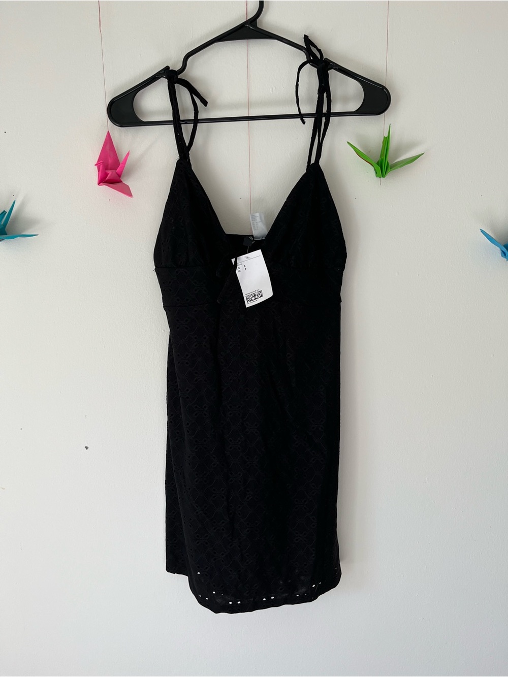 Eyelet tie strap dress